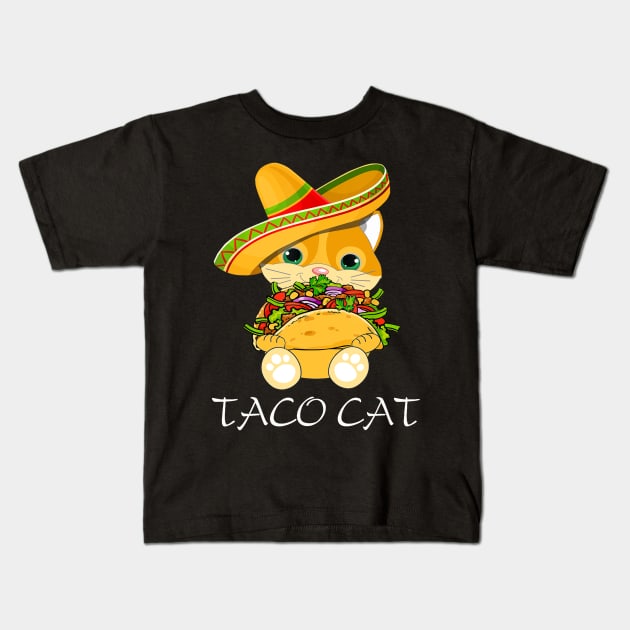 Funny Cinco De Mayo Mexican cat taco tacocat food lover gift Kids T-Shirt by Lorelaimorris